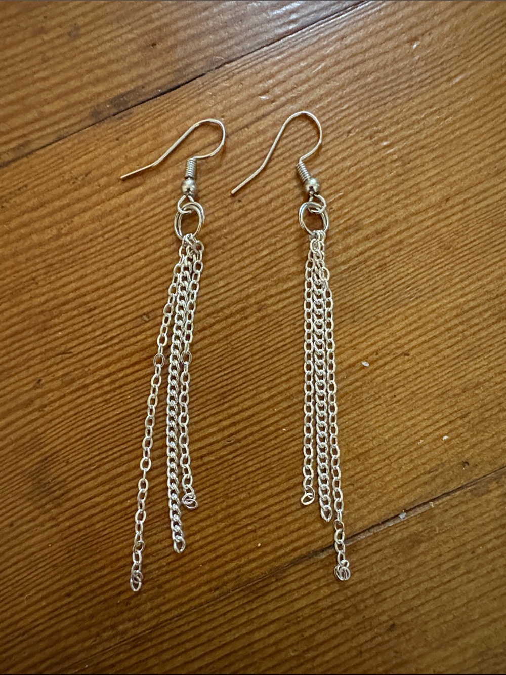 Hand-Crafted Silver Dangle Chain Drop Earrings